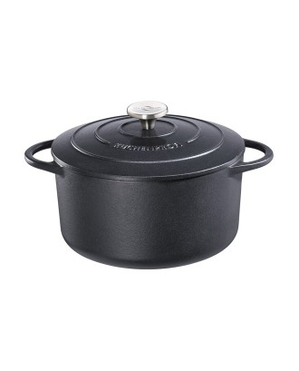 Oala din fonta, cu capac, 22 cm, 3 litri, negru, colectia Provence - KUCHENPROFI